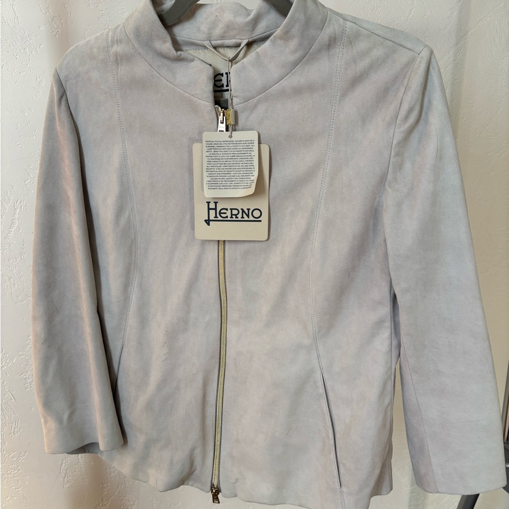 Herno 3/4 sleeve Women's Gray  suede Jacket